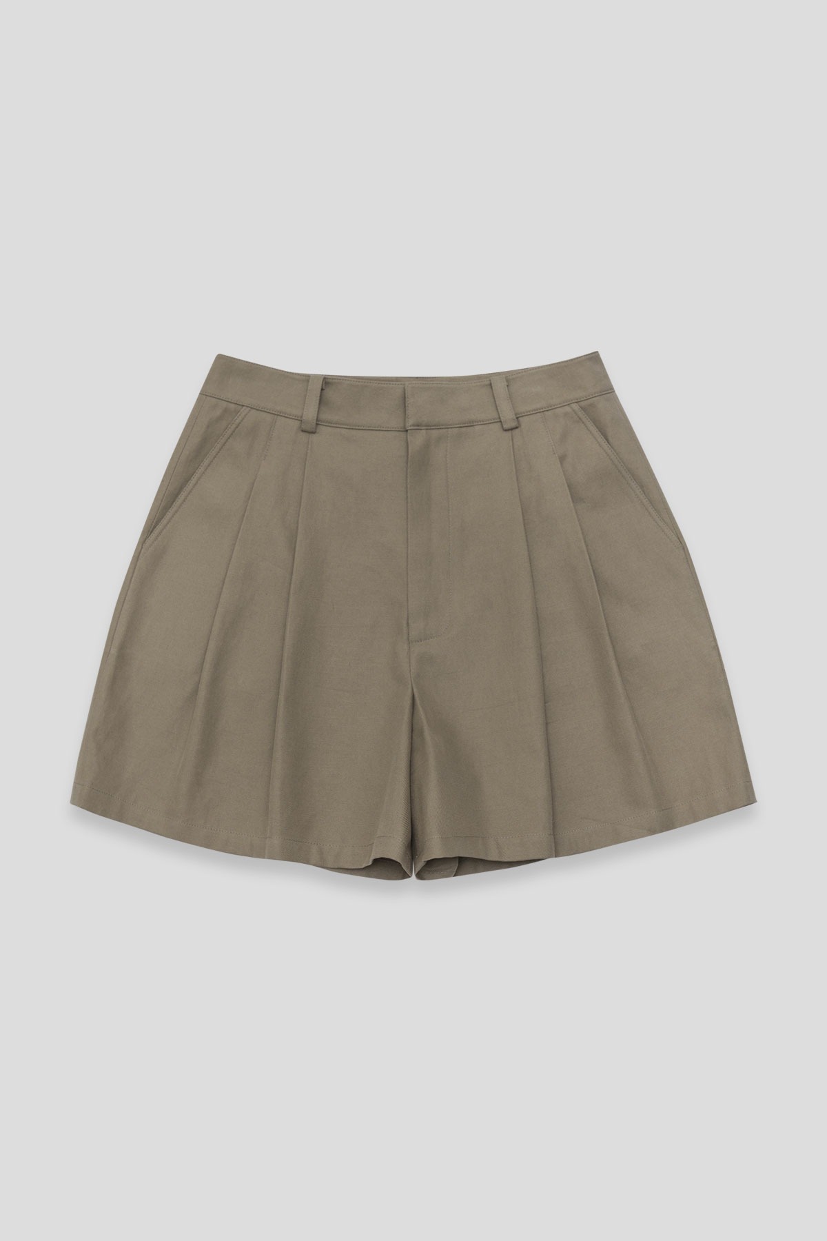 Linen cotton half pants(khaki)