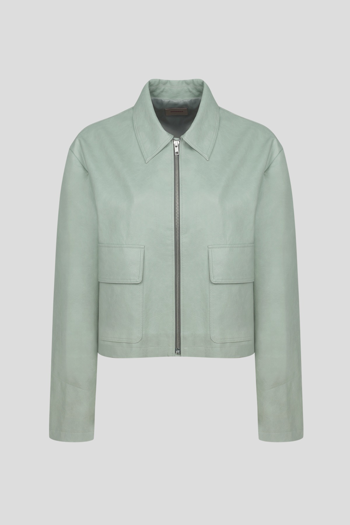 Two pocket faux leather short jacket (mint)