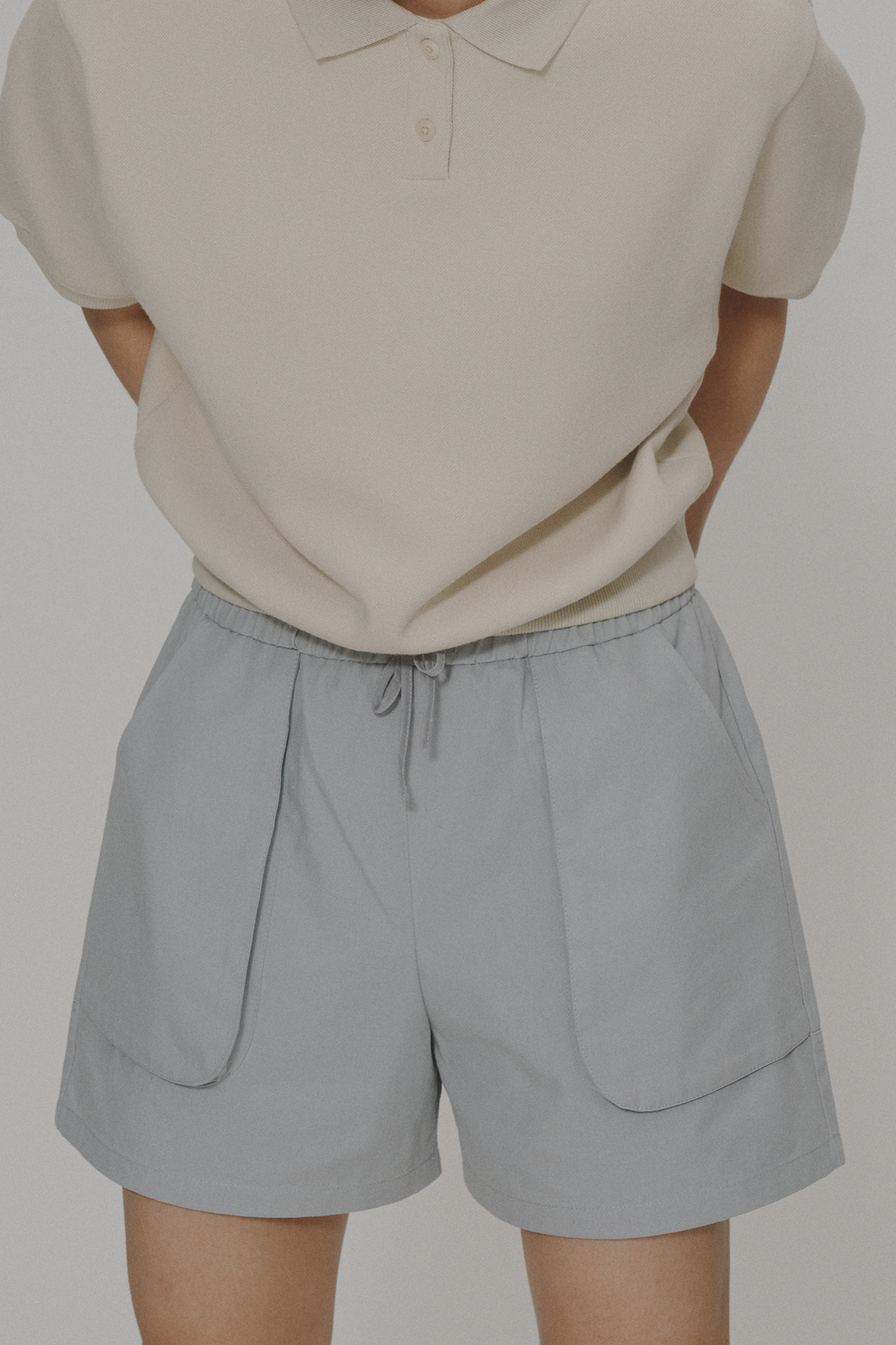 Pocket line half pants(dusty blue)