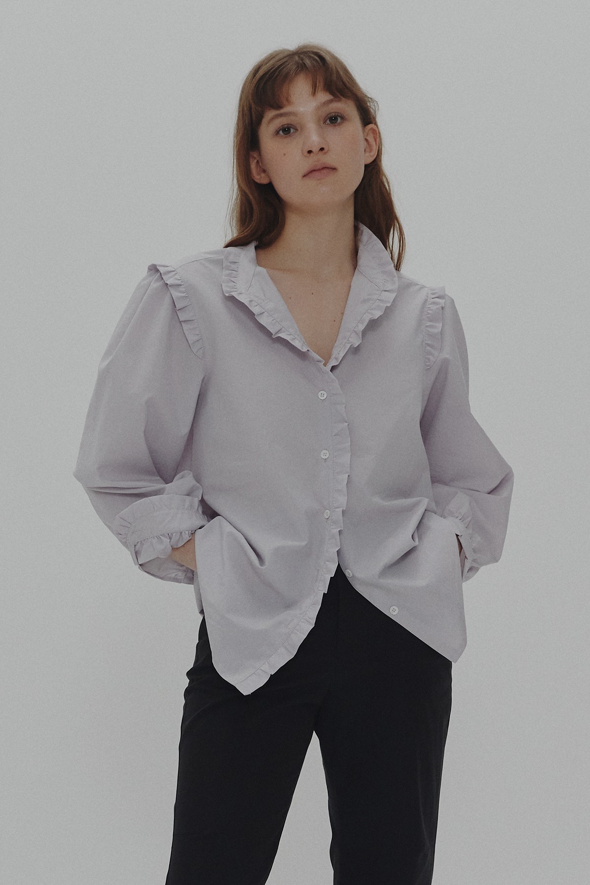 Frill collar romantic blouse(pale purple)(2nd)