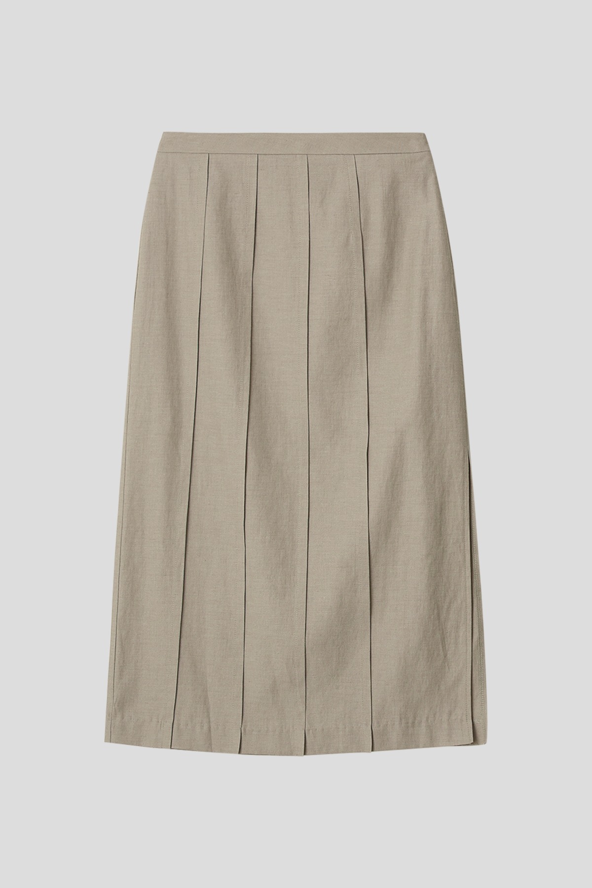 Linen pintuck skirt (khaki beige)