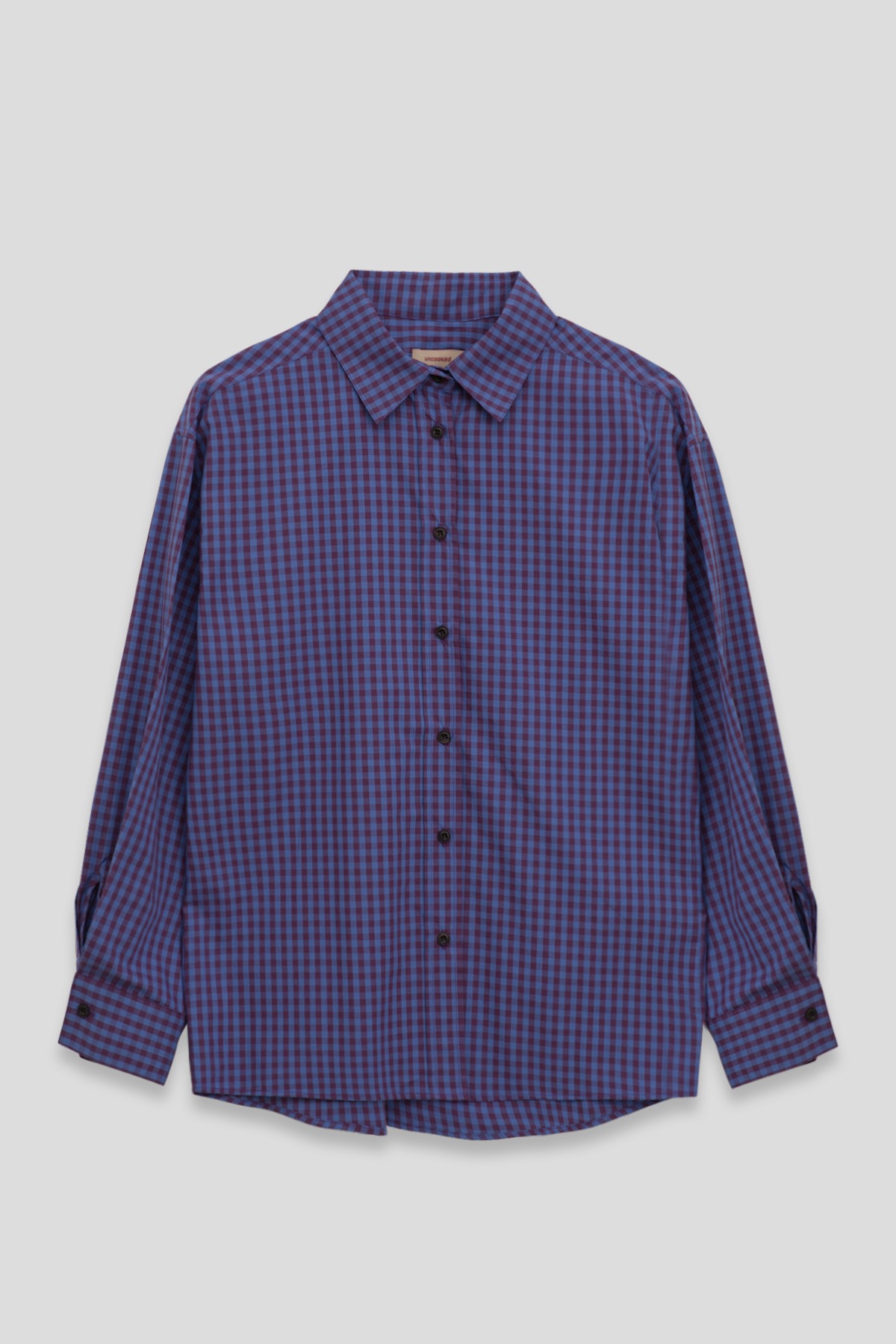Cotton check basic shirt(blue plum)