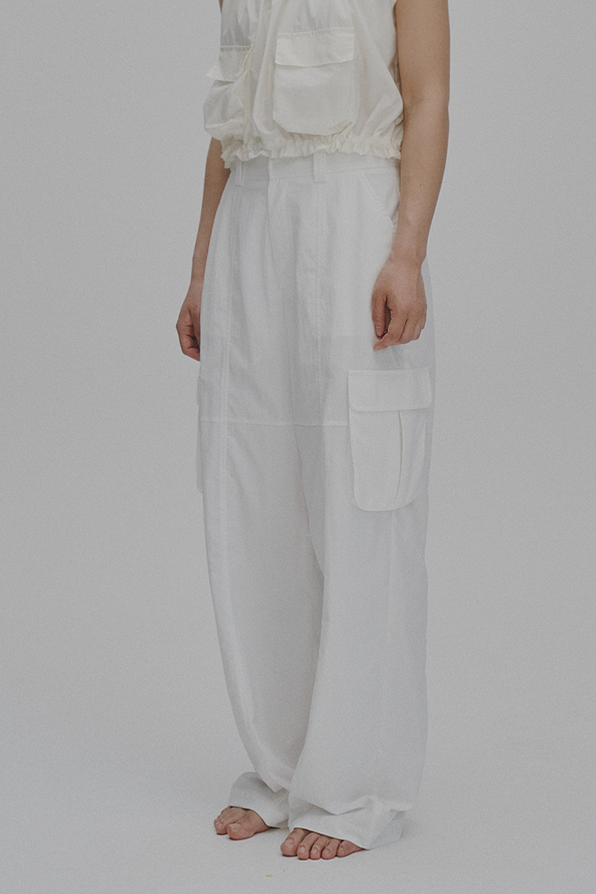 Utility cargo wide pants(ivory)