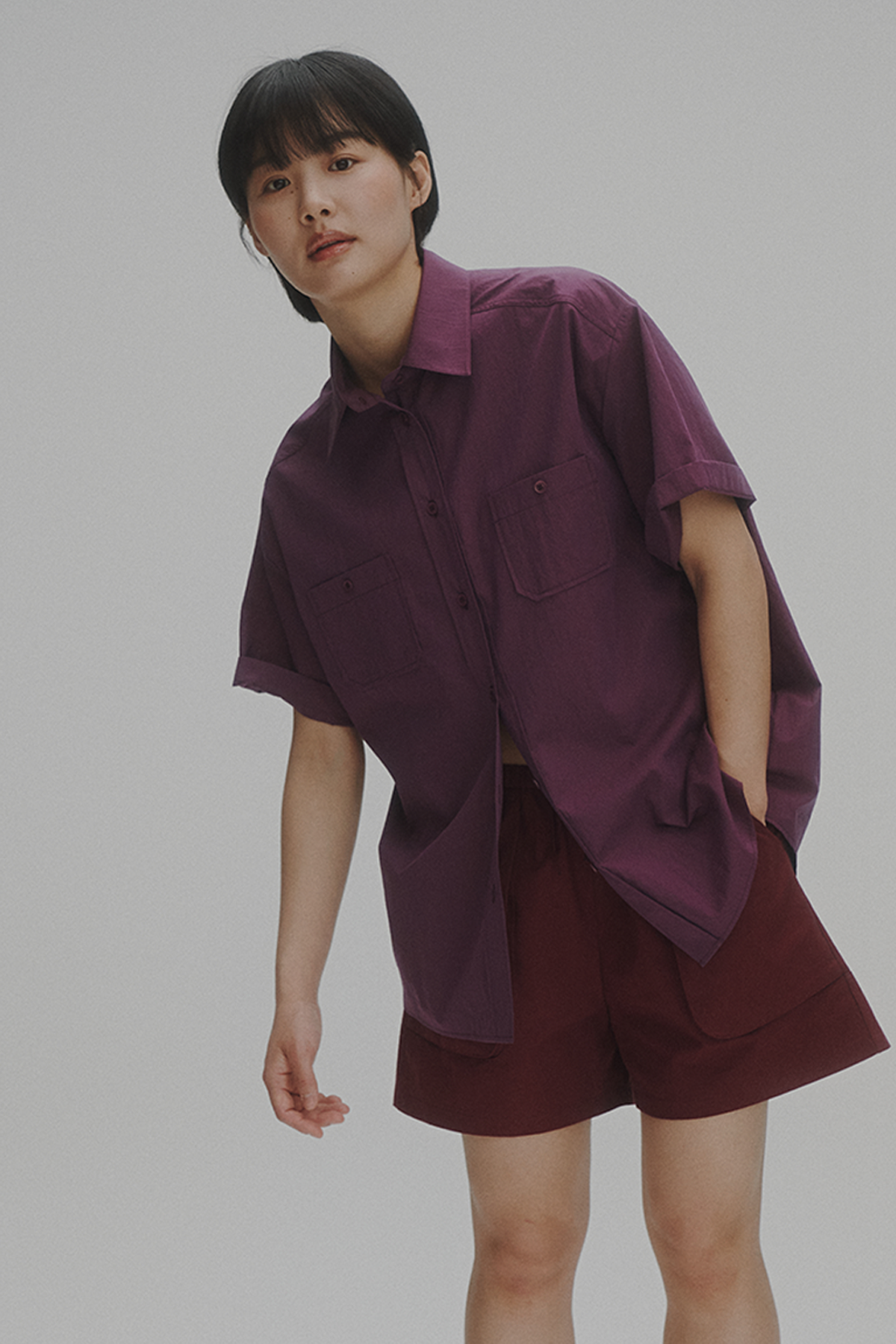 Two pocket overfit shirts(purple)(2nd)