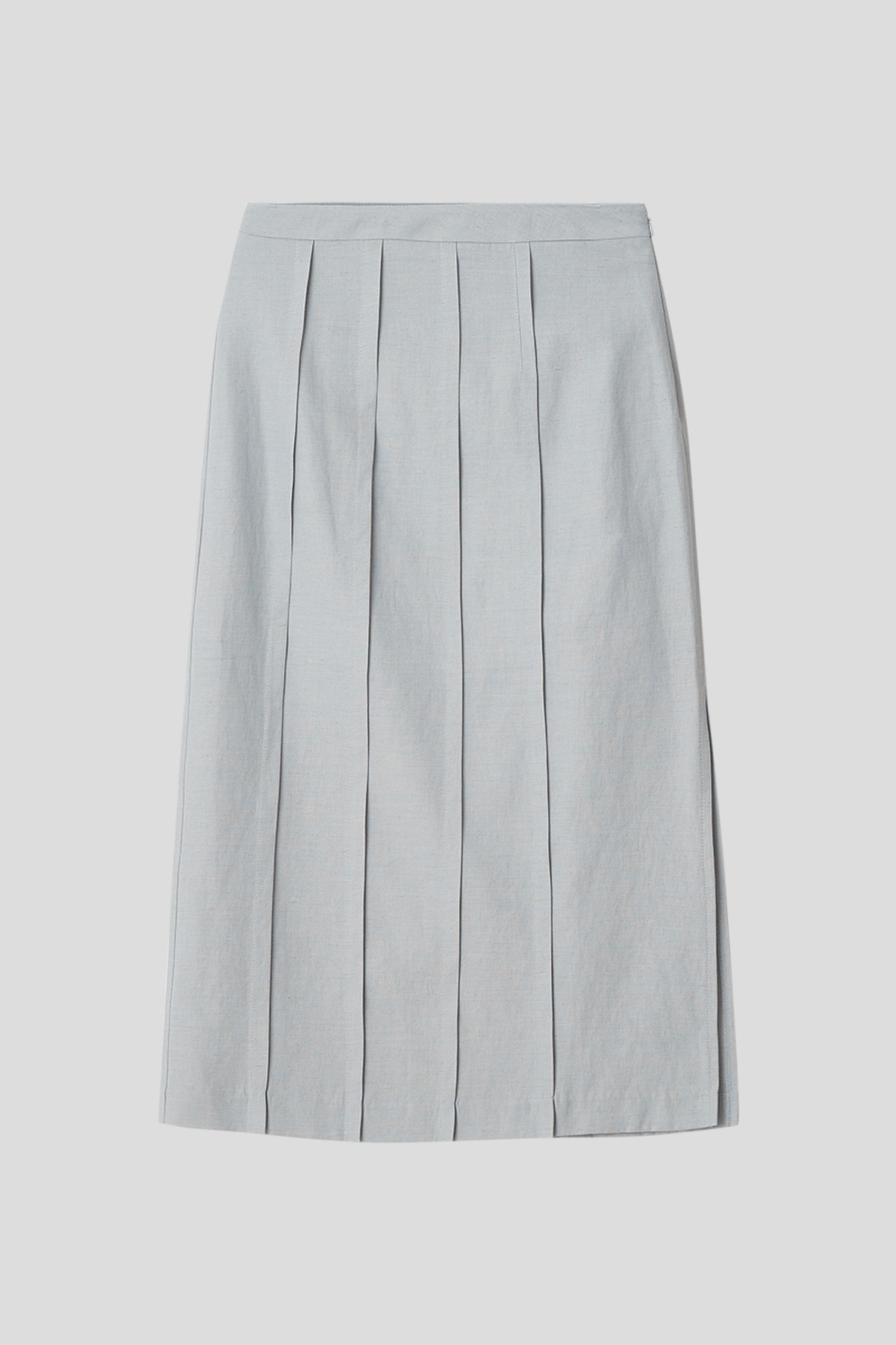Linen pintuck skirt (light grey)